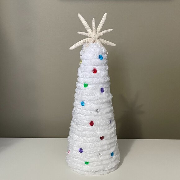 Set of 3 Handmade White Christmas Trees-Starfish Christmas Trees - Picture 2 of 11